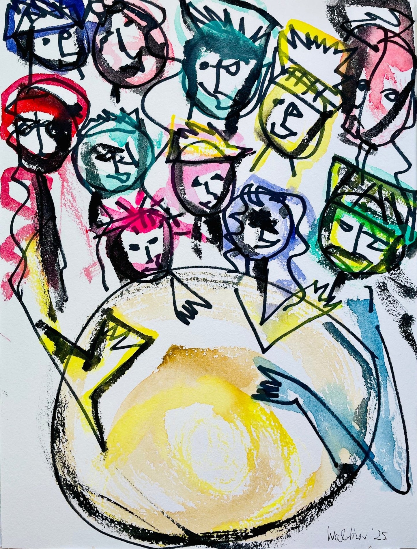 Patchwork Family With Six Kids at Dinner Table (I) - WALTHER FINEART GERMANY