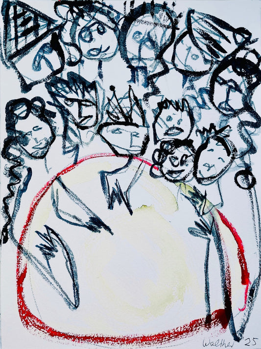 Patchwork Family with Six Kids at Dinner Table (II) - WALTHER FINEART GERMANY